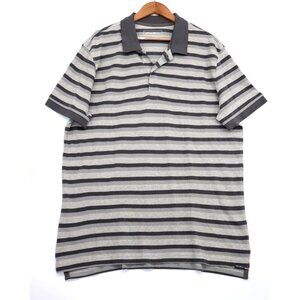 Eddie Bauer Mens Striped Gray Polo Shirt TXL 100% Cotton Short Sleeve